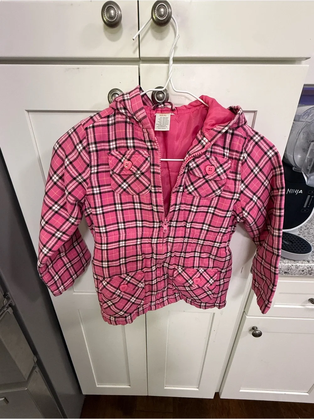 Gymboree Pink Plaid Hooded Puffer Jacket